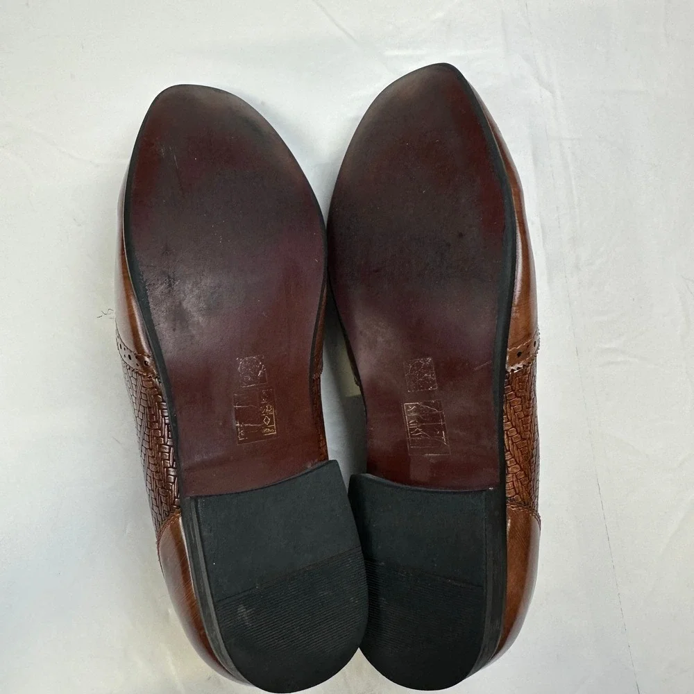 Meijiana‎ Lion Head Woven Loafers Men's Size 11 Brown Wingtip Brogue